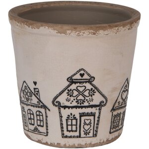 Clayre & Eef 6CE2123L Dekoration Blumentopf Beige Schwarz Ø 17x16 cm