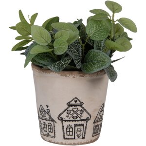 Clayre & Eef 6CE2123L Dekoration Blumentopf Beige Schwarz Ø 17x16 cm