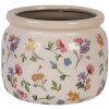 Clayre & Eef 6CECFL0001L Blumentopf Keramik Beige Floral Ø 20x15 cm Landhausstil
