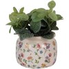 Clayre & Eef 6CECFL0001L Blumentopf Keramik Beige Floral Ø 20x15 cm Landhausstil