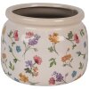 Clayre & Eef 6CECFL0001L Blumentopf Keramik Beige Floral Ø 20x15 cm Landhausstil
