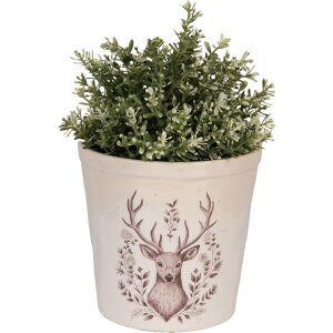 Clayre & Eef 6CEGTW0001L Dekoration Blumentopf Beige Braun Ø 17x16 cm