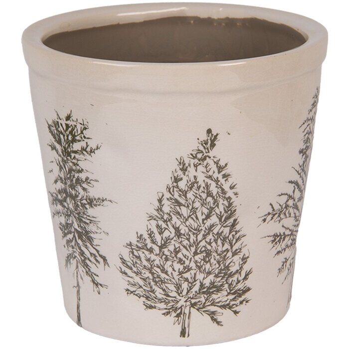 Clayre & Eef 6CENPT0001L Ghiveci de flori decorativ bej-verde Ø 17x16 cm