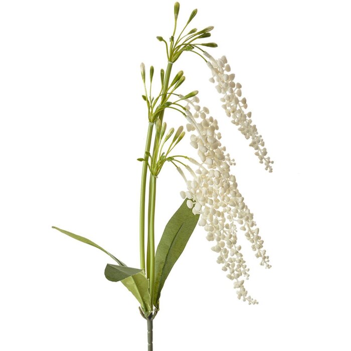 Clayre & Eef Deko-Zweig Blumen Weiß Grün 82 cm Kunststoff künstlich