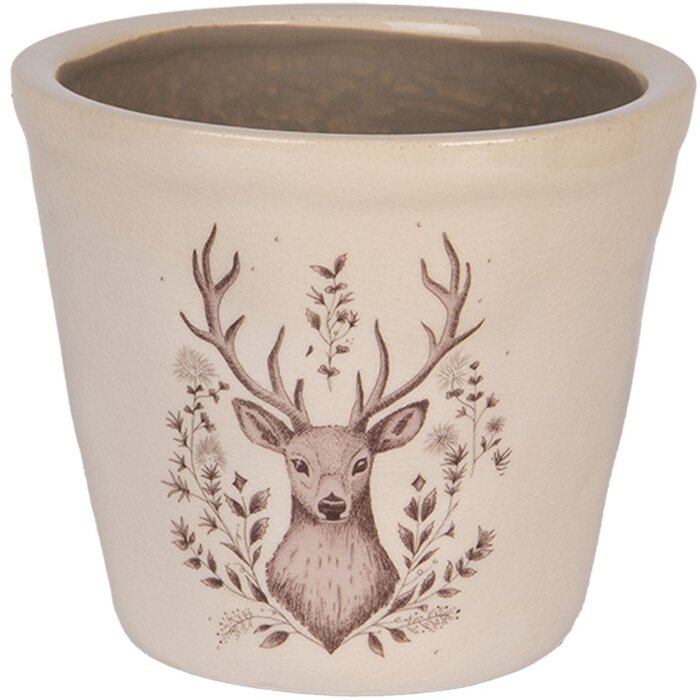 Clayre & Eef Dekorativer Blumentopf mit Hirschmotiv Ø 12x11 cm