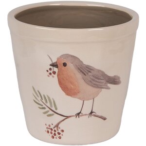 Clayre & Eef Ghiveci Ø15x14cm Bej cu Pasăre...