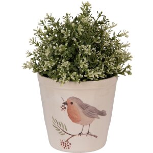 Clayre & Eef Ghiveci Ø15x14cm Bej cu Pasăre...