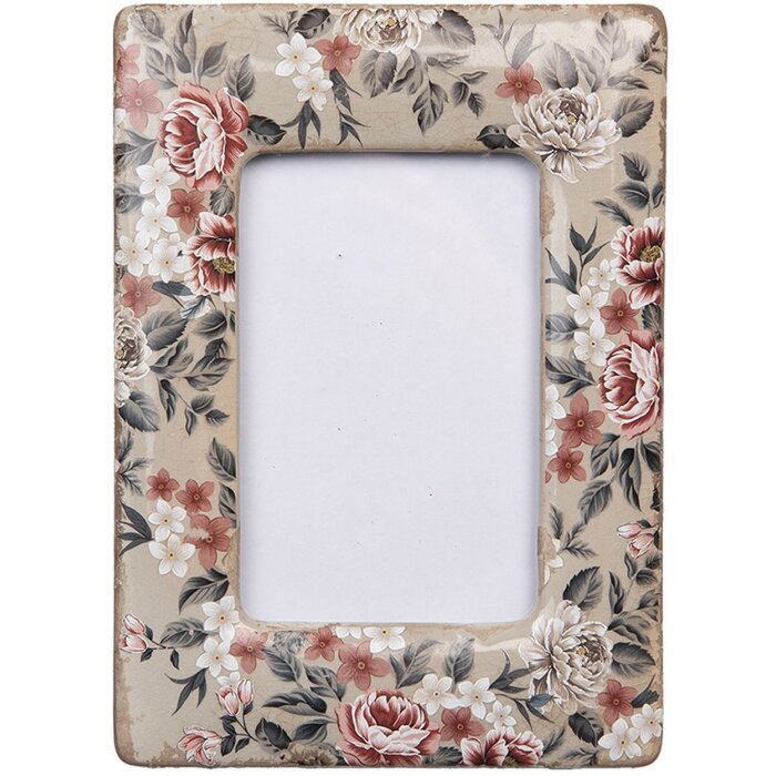 Clayre & Eef Ramă Foto Bej Roz 13x18 cm, Ceramică, Stil Vintage