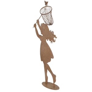 Clayre & Eef Metallfigur Kind mit Kescher Braun...