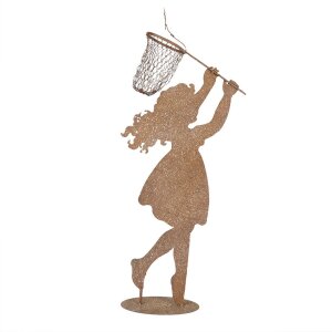 Clayre & Eef Metallfigur Kind mit Kescher Braun 39x13x87 cm