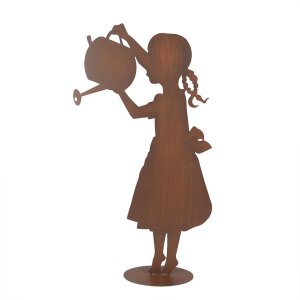 Clayre & Eef Figurină Copil cu Stropitoare Aspect Rugină 36x12x62 cm