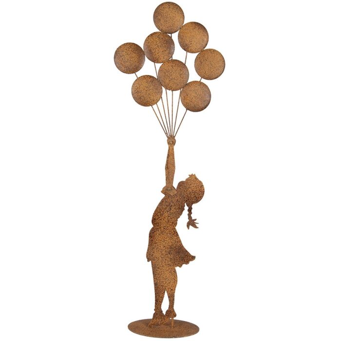 Clayre & Eef Figurină decorativă metalică Copil cu baloane – 80 cm
