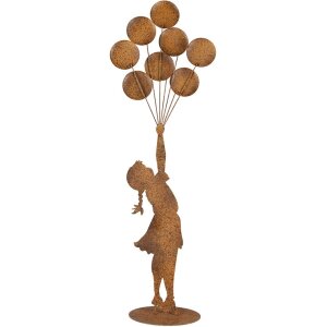 Clayre & Eef Figurină decorativă metalică Copil cu baloane – 80 cm