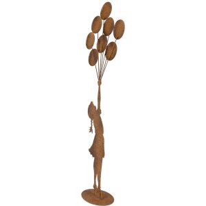 Clayre & Eef Figurină decorativă metalică Copil cu baloane – 80 cm