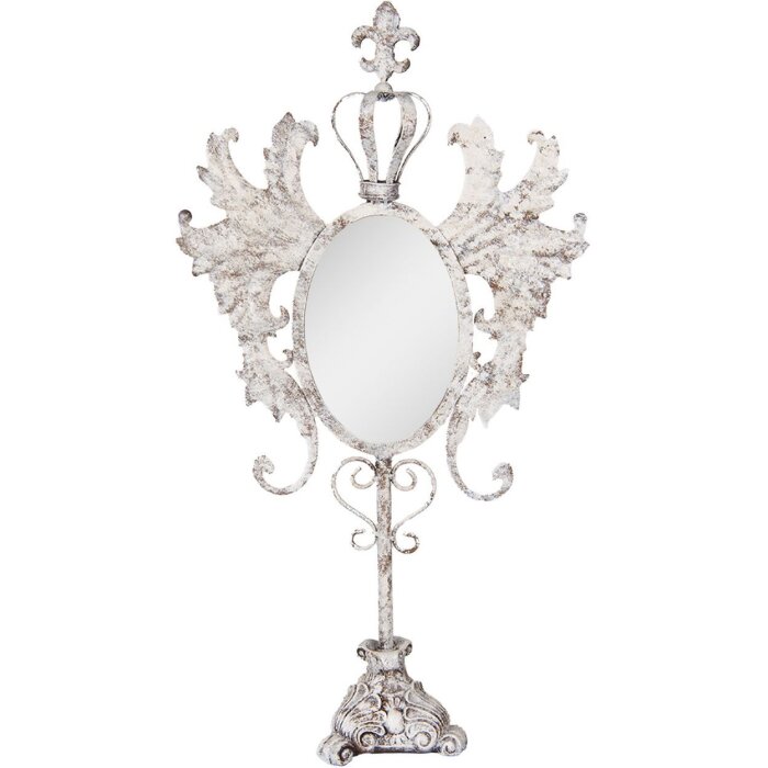 Clayre & Eef Oglindă de Masă Baroc Antic-Alb 37x14x68 cm