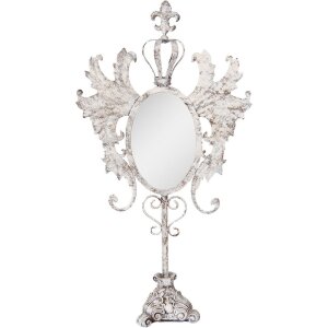 Clayre & Eef Oglindă de Masă Baroc Antic-Alb 37x14x68 cm