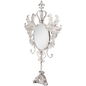 Clayre & Eef Oglindă de Masă Baroc Antic-Alb 37x14x68 cm