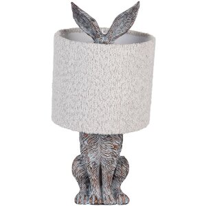 Clayre & Eef Tischlampe Hase Polyresin Braun-Grau...
