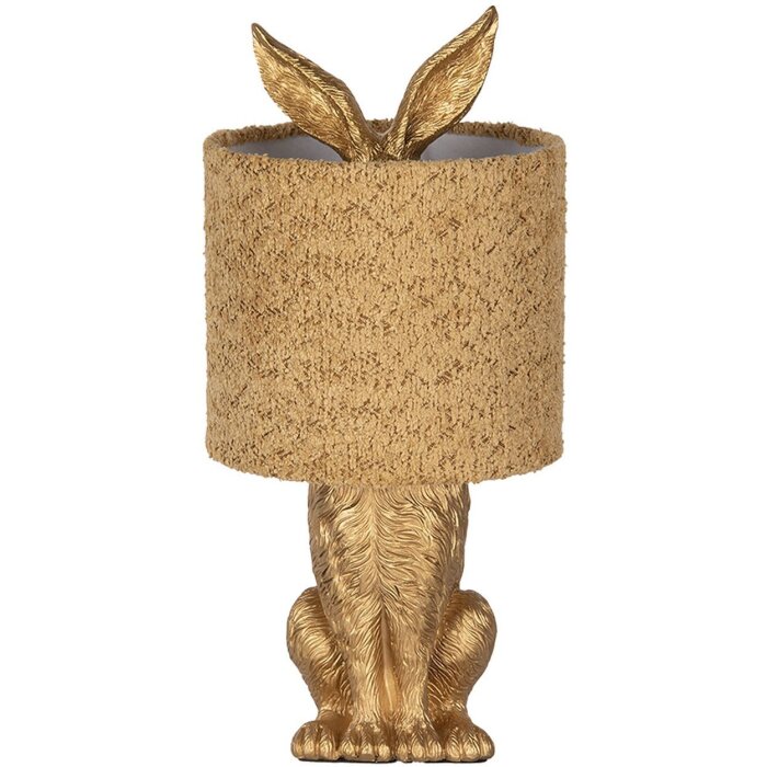 Clayre & Eef Tischlampe Hase mit gelbem Lampenschirm E27 Ø 20x43 cm