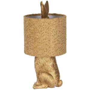 Clayre & Eef Tischlampe Hase mit gelbem Lampenschirm...