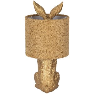 Clayre & Eef Tischlampe Hase mit gelbem Lampenschirm E27 Ø 20x43 cm