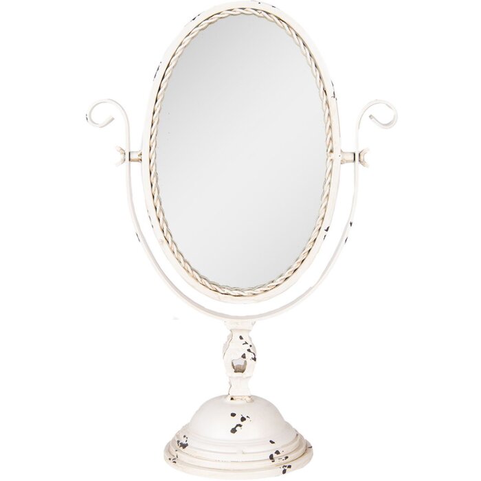 Clayre & Eef 62S330 Oglindă de Masă Bej-Maro, Stil Vintage 34x16x50 cm