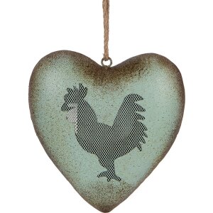 Clayre & Eef Dekoanhänger Herz Hahn Grün...