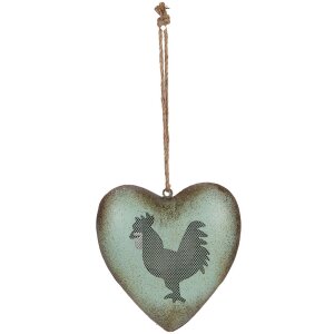 Clayre & Eef Dekoanhänger Herz Hahn Grün...