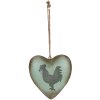 Clayre & Eef Dekoanhänger Herz Hahn Grün Braun 23x7x23 cm Landhausstil