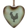 Clayre & Eef Deko-Hänger Herz Hahnmotiv Vintage-Grün 14x5x14 cm Metall