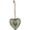 Clayre & Eef Deko-Hänger Herz Hahnmotiv Vintage-Grün 14x5x14 cm Metall