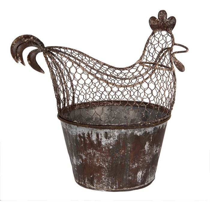 Clayre & Eef Decorațiune Cocoș Metalic Rustic 39x39x25 cm