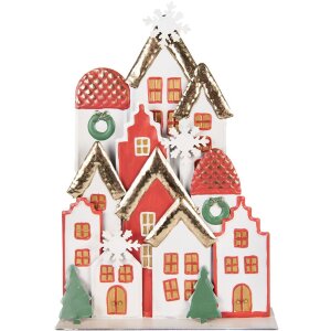 Clayre & Eef Set Case Decorative Crăciun Metal Alb...