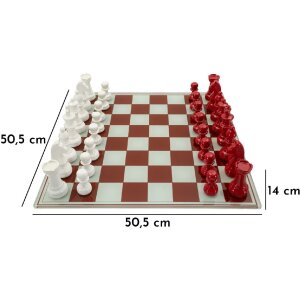 Mauro Ferretti Schachspiel Rot Weiß 61x61x14 cm Polyresin Glas