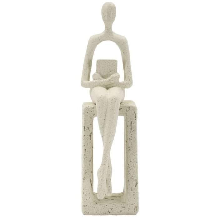 Mauro Ferretti Stons Figurine creme 8.5x6.5x24 cm Polyresin lesende Dekofigur