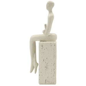 Mauro Ferretti Stons Figurine creme 8.5x6.5x24 cm Polyresin lesende Dekofigur