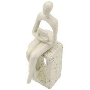 Mauro Ferretti Stons Figurine creme 8.5x6.5x24 cm Polyresin lesende Dekofigur