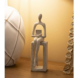 Mauro Ferretti Stons Figurine creme 8.5x6.5x24 cm Polyresin lesende Dekofigur