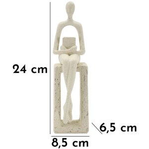 Mauro Ferretti Stons Figurine creme 8.5x6.5x24 cm Polyresin lesende Dekofigur