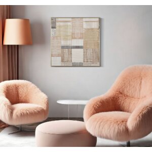 Tablou pe pânză Mauro Ferretti cu ramă Linien 60x60 cm, Model Geometric Multicolor