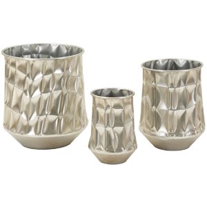 Mauro Ferretti Vasen-Set silber 3-teilig Ø35x38,5 / Ø27,5x33 / Ø18,5x26,5 cm