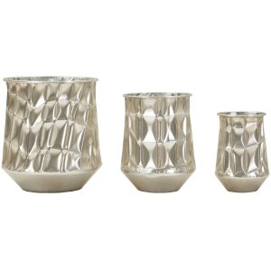 Mauro Ferretti Vasen-Set silber 3-teilig Ø35x38,5 / Ø27,5x33 / Ø18,5x26,5 cm
