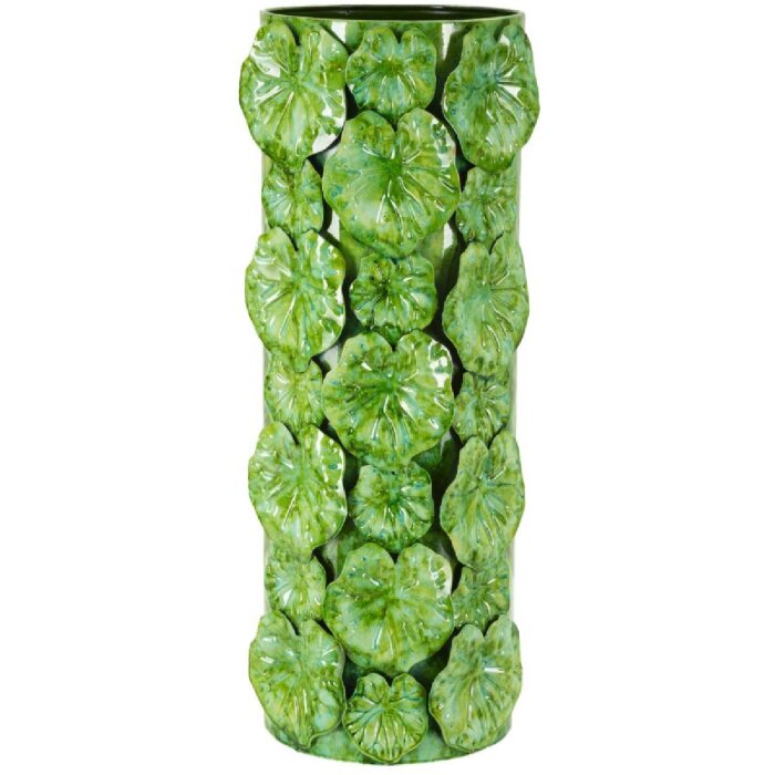 Vaza Drop Mauro Ferretti 18x17,5x46 cm Verde cu Textură Frunză