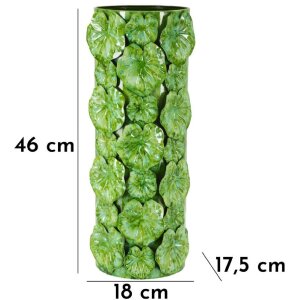 Vaza Drop Mauro Ferretti 18x17,5x46 cm Verde cu Textură Frunză