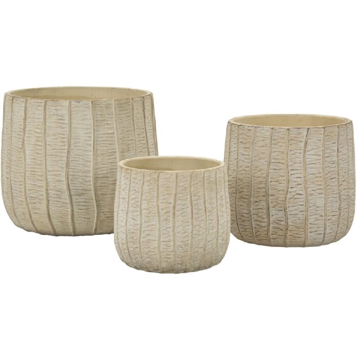 Mauro Ferretti Cachepot-Set Flocke 3-teilig 30,5x27 / 25x22,2 / 19,5x18 cm creme