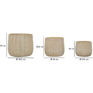 Mauro Ferretti Cachepot-Set Flocke 3-teilig 30,5x27 / 25x22,2 / 19,5x18 cm creme