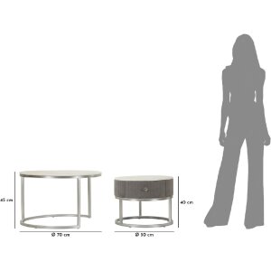 Mauro Ferretti Set 2 măsuțe de cafea Greys 70x45 – 50x40 cm gri argintiu