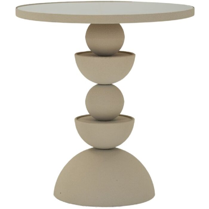 Mauro Ferretti Beistelltisch Düne mit Spiegelplatte Ø 40,5x42 cm creme