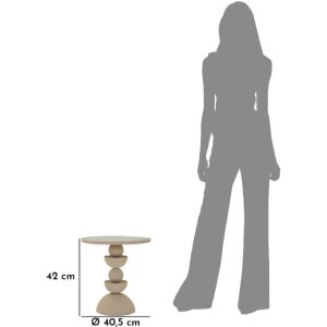 Mauro Ferretti Beistelltisch Düne mit Spiegelplatte Ø 40,5x42 cm creme