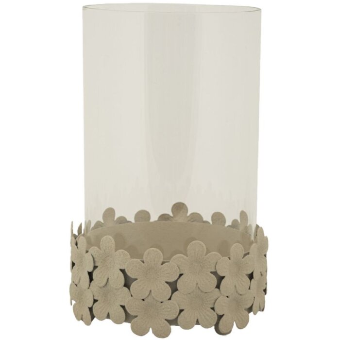 Mauro Ferretti Kerzenhalter Düne mit Glas 14x21 cm creme